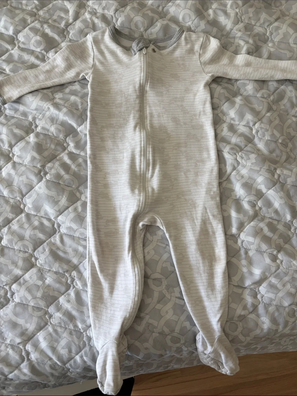 Vineyard Vines Cream and Gray Striped Footed One-Piece for Kids